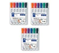 Staedtler Lumocolor 351 WP6 Marqueur pour tableau blanc, pointe ogive env. Largeur de ligne 2 mm, lot de 6 couleurs (3 étui).
