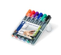Staedtler Lumocolor 352 - Etui Chevalet Staedtler Box 6 Marqueurs Permanents Pointe Ogive 2 Mm Assortis