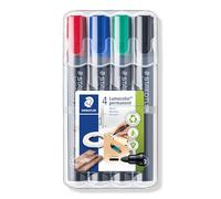 STAEDTLER Lumocolor 352 Marqueurs permanents - 4 couleurs, 2,0 mm | Encre indélébile anti-frottement, pointe ronde pour la plupart des surfaces, DRY SAFE - Art.-Nr. 352 WP4