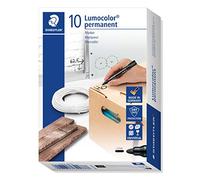 STAEDTLER Lumocolor 352 Marqueurs permanents - noir, lot de 10, 2,0 mm | Encre indélébile anti-frottement, pointe ronde pour presque toutes surfaces, DRY SAFE - Art.-Nr. 352-9