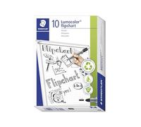 STAEDTLER Lumocolor 356 Feutres flipchart - noir, lot de 10, 2,0 mm | Encre à base d’eau à séchage rapide qui ne traverse pas le papier, pointe ronde - DRY SAFE - Art.-Nr. 356-9