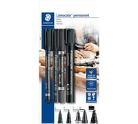 Staedtler Marqueurs permanents Lumocolor 60 BK – Set de 4, noir – résistant à l'eau