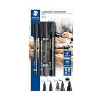 Staedtler Marqueurs permanents Lumocolor 60 BK – Set de 4, noir – résistant à l'eau