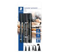 Staedtler Marqueurs permanents Lumocolor 60 BK – Set de 4, noir – résistant à l'eau
