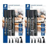 Staedtler Lumocolor - Blister 4 Marqueurs Permanents Noirs 310 Cds-9/318-9/348-9/350-9 (Lot de 2)