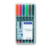 Staedtler Lumocolor Boîte De 6 Feutres Universels Permanents Couleurs Assorties Pointe 0,6 Mm