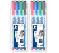Staedtler Lumocolor Correctable, Feutres non-permanents à pointe fine effaçables à sec, Étui chevalet avec 4 feutres assortis, 305F WP4-1, Bariolé, F-Spitze | 4er Set (Lot de 2)
