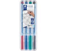 Staedtler Marqueur Lumocolor 305M WP4-1 correctable, pointe moyenne, étui de 4 multicolore