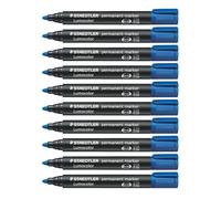 Staedtler Marqueurs Lumocolor biseautés permanents toutes surfaces - Lot de 10 Bleu