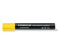 Staedtler Lumocolor Lot de 10 Marqueurs permanents toutes surfaces Jaune | de 2,0 à 5,0 mm, résistant à l'eau et aux frottements, rechargeable, DRY SAFE - Réf. 350-1