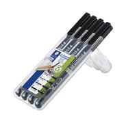 Staedtler Lumocolor Marqueur permanent Lumocolor 4 largeurs de pointe fine ogive 0.4 à 2.5 mm mm - Noir - Étui chevalet de 4
