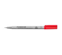 Staedtler Lumocolor, Marqueur universel non-permanent, conviens pour la plupart des surfaces, séchage rapide, encre de couleur rouge, largeur de trait 0.4 mm, Lot de 10 marqueurs, 311-2