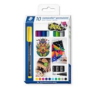 Marqueur staedtler permanent dry safe lumocolor 317 pointe moyenne 1mm coloris assrotis etui de 10 feutres