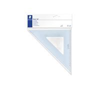 Staedtler Mar 567 31-45, Equerre Scolaire graduée a19cm , 45°/45° en plastique bleu transparent , sous pochette plastique