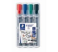Marqueur permanent Staedtler Lumocolor 356 pointe ogive 2 mm - Pochette de 4 couleurs classiques