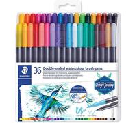 STAEDTLER Stylos-pinceaux aquarelle double embout - Assortis, lot de 36