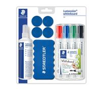 Staedtler Set pour tableau blanc Lumocolor Kit 613 – 4 feutres, effaceur & spray