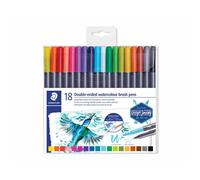 Staedtler Marqueur Marsgraphic Duo double pointe aquarellable 18 couleurs assorties