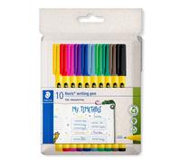 Staedtler Noris Writing Pen 307 C10 Feutre fin avec boîtier en plastique 97% recy onforme à la norme ISO 14021 Étui en carton avec 10 feutres fins aux couleurs assorties