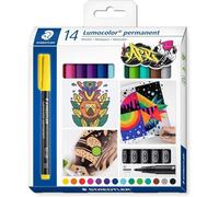Staedtler - Marqueur permanent Lumocolor 317 - Pointe moyenne 1 mm - Étui de 14, assortis