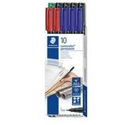 Staedtler Marqueur permanent 318F Lumocolor – Pointe 0,6 mm, résistant à l'eau – Étui 10 couleurs