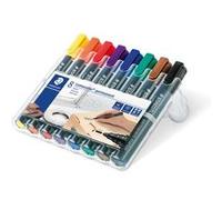 Marqueur permanent rechargeable Staedtler Lumocolor 352 pointe ogive 2 mm couleurs assorties - Pochette de 8
