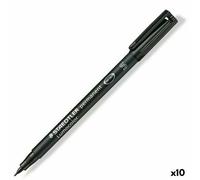 Staedtler Marqueurs permanents Lumocolor 313S Pointe fine 0,4 mm Noir - Lot de 10