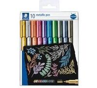 Marqueur staedtler corps metallique 8323 pointe ogive 2,7mm trace 1 a 2mm pack de 10 assortis