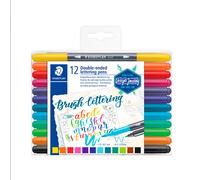 STAEDTLER Marqueur/pinceau double pointe fine, assortiment pour lettrage - 12 pièces