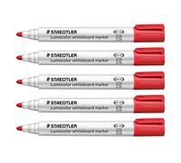 Staedtler Marqueur pour tableaux blancs Lumocolor, 5 pièces, effaçable à sec et sans traces, largeur de ligne 2,0 mm, séchage rapide, rechargeable, longue durée de vie