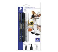 Staedtler Marqueurs Lumocolor 60 - lot de 3, assortis | Marqueurs permanents, à peinture et à craie - polyvalents sur toutes sortes de surfaces - Réf. 60 BK-7
