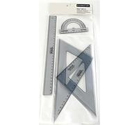 Mars 569 - set de géométrie plastique bleu transparent (règle 30 cm, rapporteur, équerres 567 26-60 & 567 26-45) G