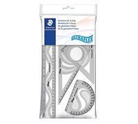 Staedtler 569 - Polybag 1 Set De Géométrie Flexible Et Incassable (Règle 30 Cm, Rapporteur 10 Cm, Équerres 60/30 & 45/45) Couleurs Assorties