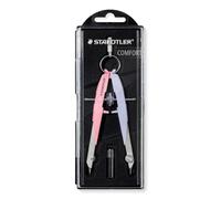STAEDTLER Mars Comfort 556 Compas - rose pastel/lilas, Ø 23 cm | Compas de précision à guidage broche & arceau à ressort - étui rabattable - Art.-Nr. 556 00-PA2
