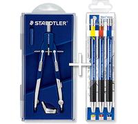 Staedtler Mars Comfort Compas à dessin 350 mm, longueur 170 mm + lot de 3 porte-mines avec 3 largeurs de ligne 0,3, 0,5, 0,7