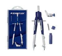 Staedtler Mars Comfort, Compas technique à réglage rapide et micrométique en composite métal-plastique, Coffret avec élément mine et adaptateur universel, 552 01