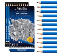 Staedtler Crayons à papier Mars Lumograph - Boîte métal 12 assortis 8B-2H, très haute qualité