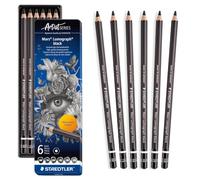 Staedtler Mars Lumograph 100B Crayons à dessin - étui métal de 6 | Mine noire intense incassable en duretés assorties, bois durable - ombrages riches & beaux-arts - Art.-Nr. 100B G6
