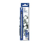 Staedtler Mars Lumograph Charcoal, Crayons fusains de très haute qualité, Boîte en carton avec 12 fusains de graduation medium, 100C-M VE