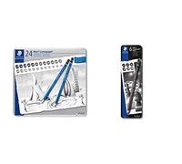 Staedtler Mars Lumograph, Crayons à papier de très haute qualité, Boîte en métal avec 24 crayons assortis 12B-10H, 100 G24 & Mars Lumograph Black, Boîte en métal avec 6 crayons assortis, 100B G6