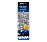 Staedtler Mars Lumograph, Crayons à papier de très haute qualité pour écriture et dessin artistique, Boîte en métal avec 6 crayons assortis 8B/7B/6B/4B/2B/HB, 100 G6