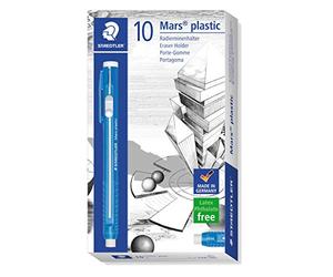 Staedtler Mars Plastic 528 50 - Porte-Gomme Avec Gomme Blanche Sans Latex Lot de 10