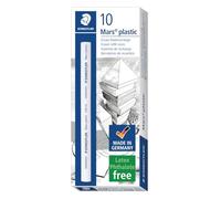 Staedtler Mars Plastic, Gommes de recharge pour porte-gomme, Sans phtalates ni latex, Boîte en carton avec 10 gommes plastiques, 528 55