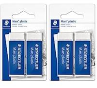 Staedtler Mars Plastic, Gommes plastiques blanches de très haute qualité, Sans phtalates ni latex, Étui blister avec 2 gommes de taille standard, 526 50 BK2D (Lot de 2)