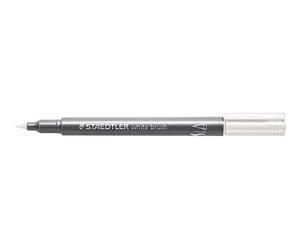 Staedtler Métallic Brush Marqueur pointe pinceau Largeur de ligne 1-6 mm Couverture sur papier clair et foncé Facile à nettoyer sur les surfaces lisses 10 stylos Blanc 8321-0