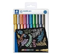Marqueur staedtler corps metallique 8323 pointe ogive 2,7mm trace 1 a 2mm pack de 10 assortis