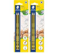 Staedtler Noris 120, Crayons à papier B en bois de haute qualité, Étui blister de 2 crayons B, 120-1 BK2D (Lot de 2)