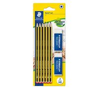 Crayons À Papier Hb En Bois De Haute Qualité, Étui Blister De 6 Crayons Hb Et 2 Gommes Originales Mars Plastic,