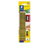 STAEDTLER Noris 120 SBK3P1 HB Hexagonal Pencils, Set of 3 Unbelievably Shatterproof Pencils, 1 Sharpener, 1 Eraser, High Quality Made in Germany