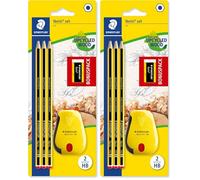Staedtler Noris 120 Set de crayons - 3 HB + gomme & taille-crayon (Lot de 2)